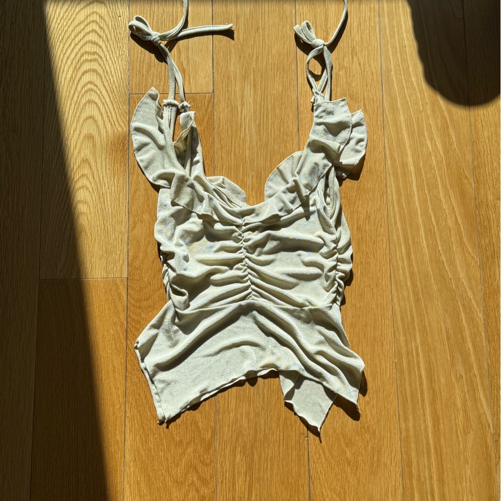 Elegant Cream Ruched Women's Top SHEIN size S